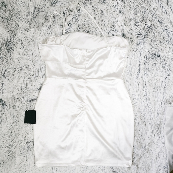 Lulus Celebration of Love White Satin One-Shoulder Bodycon Mini Dress Size XL - Picture 5 of 9